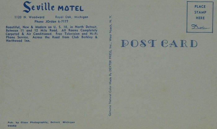 Seville Motel - Vintage Postcard